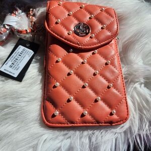 BADGLEY MISCHKA Vegan Leather Quilted Pearl Phone Case Bag Crossbody NWT